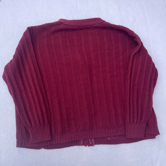 Vintage Maroon Burgundy Grandpa Knit Cardigan Baggy Oversized Size M Fall Autumn - Picture 2 of 7